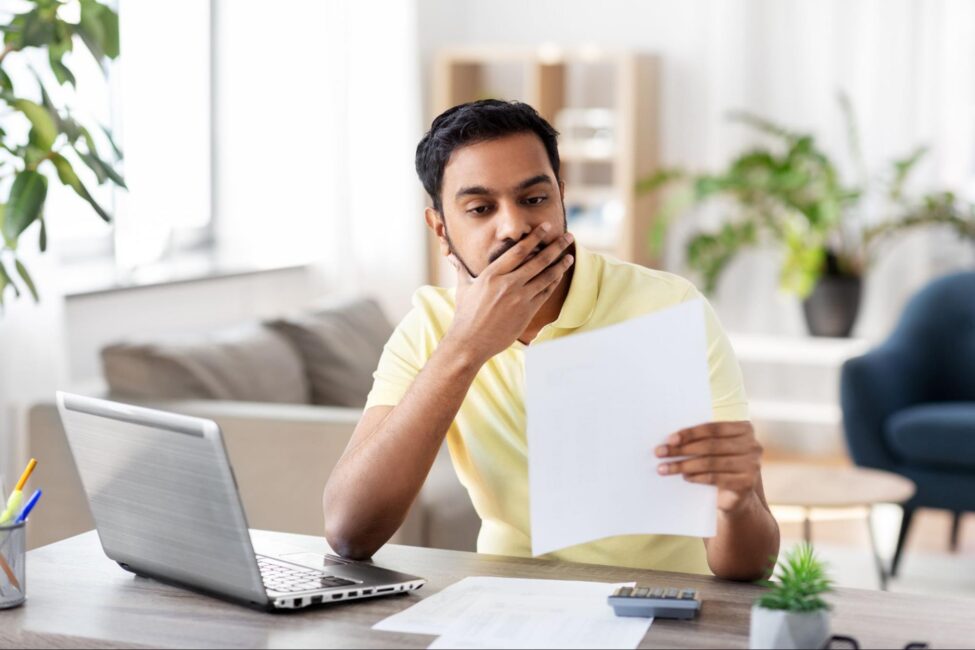 Man stressed due to overspending on rent