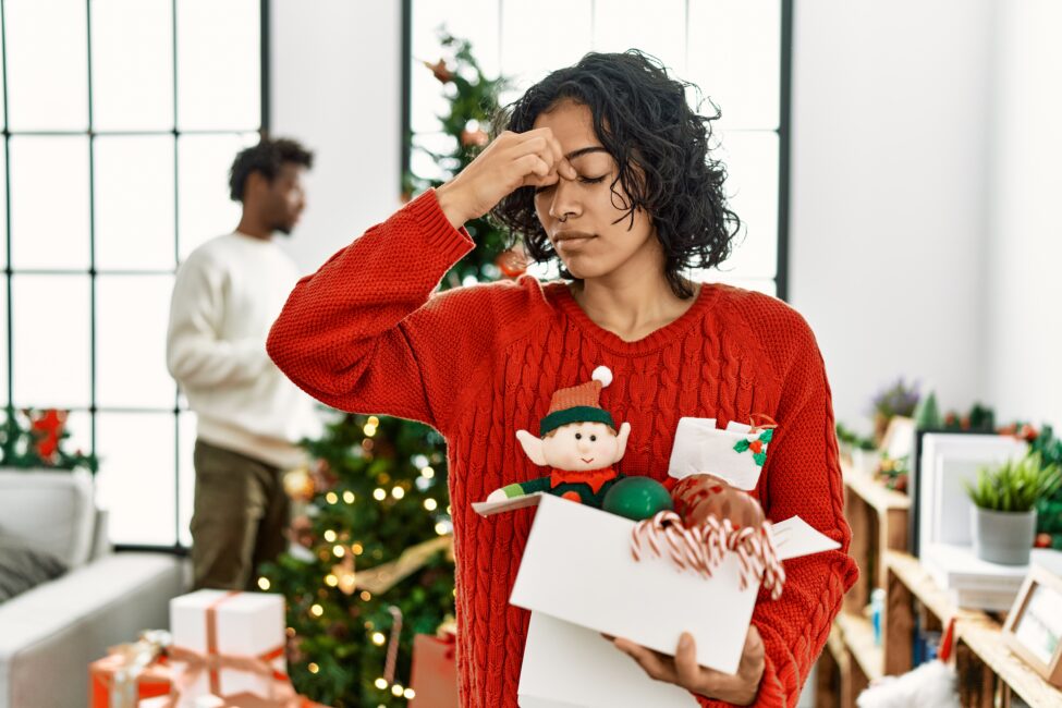 Woman is stressed due to holiday spending