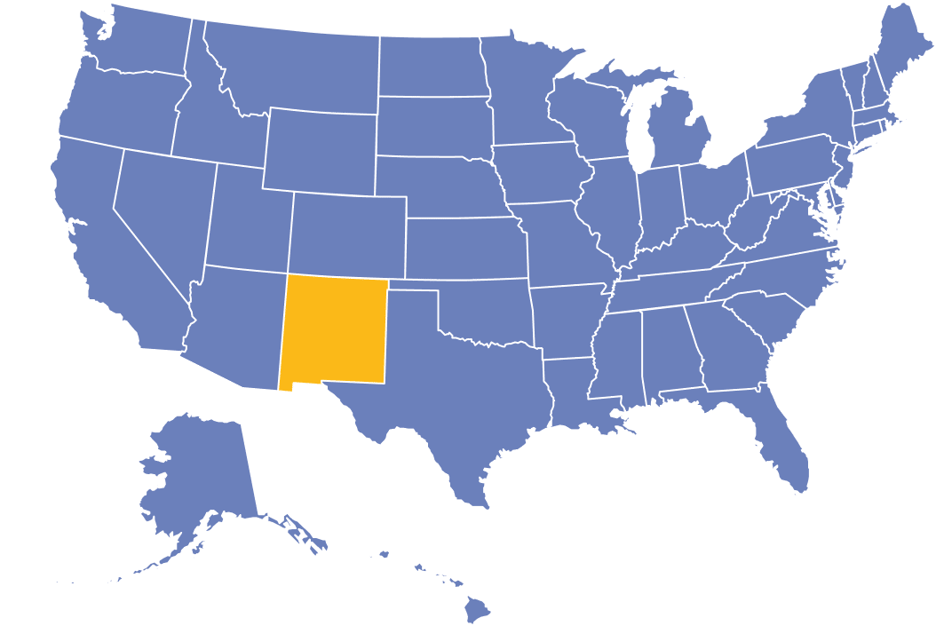 Map of the United States highlighting New Mexico.
